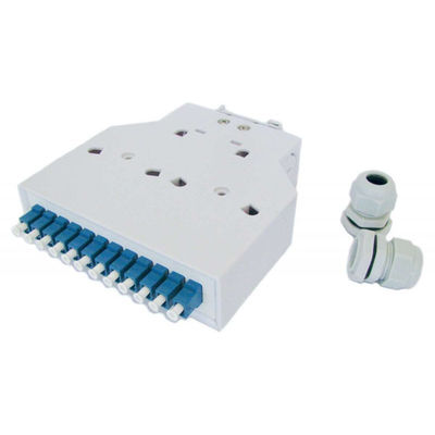 Abs zet het Plastic DIN Spoor Optische Vezel Einddoos 12 Adapters opLc/Upc Simplex
