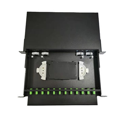 24-poorts zwarte metalen glasvezel aansluitdoos 430x200x46mm