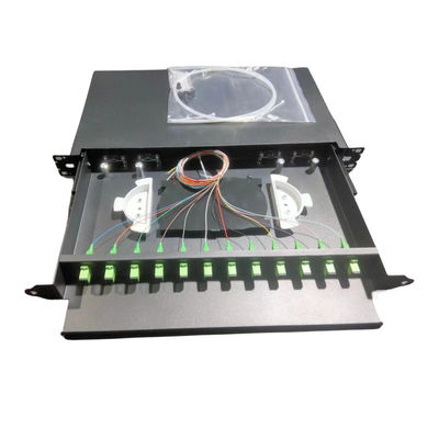 19 inch glijdend vezelpatch paneel 12 Port FC APC Simplex Adapter Networking Solution