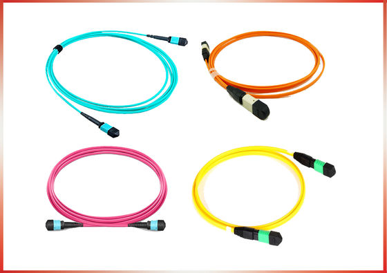 MPO-MPO Vrouwelijke 12 vezels laag verlies 0,35 dB Type A B Plenum (OFNP) OS2 9/125 Single Mode Trunk Cable, geel